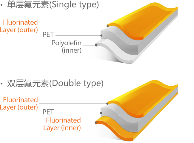 单层氟元素（Single type）、 双层氟元素（Double type）